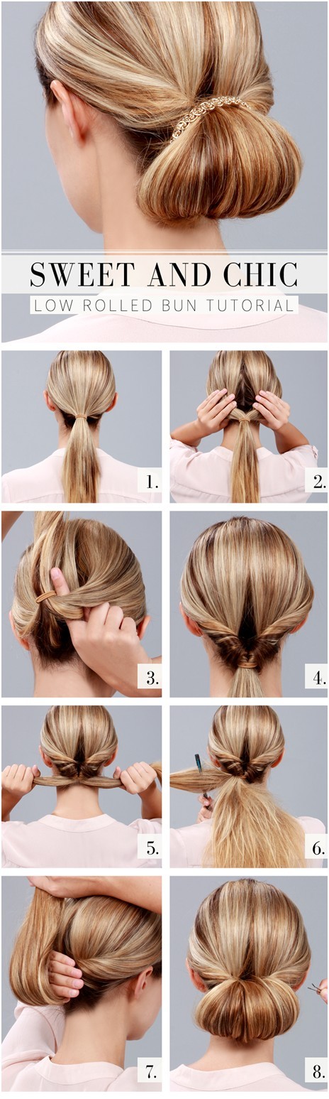 Sweet and Chic Everyday Hairstyles: Low Rolled Bun Tutorial
