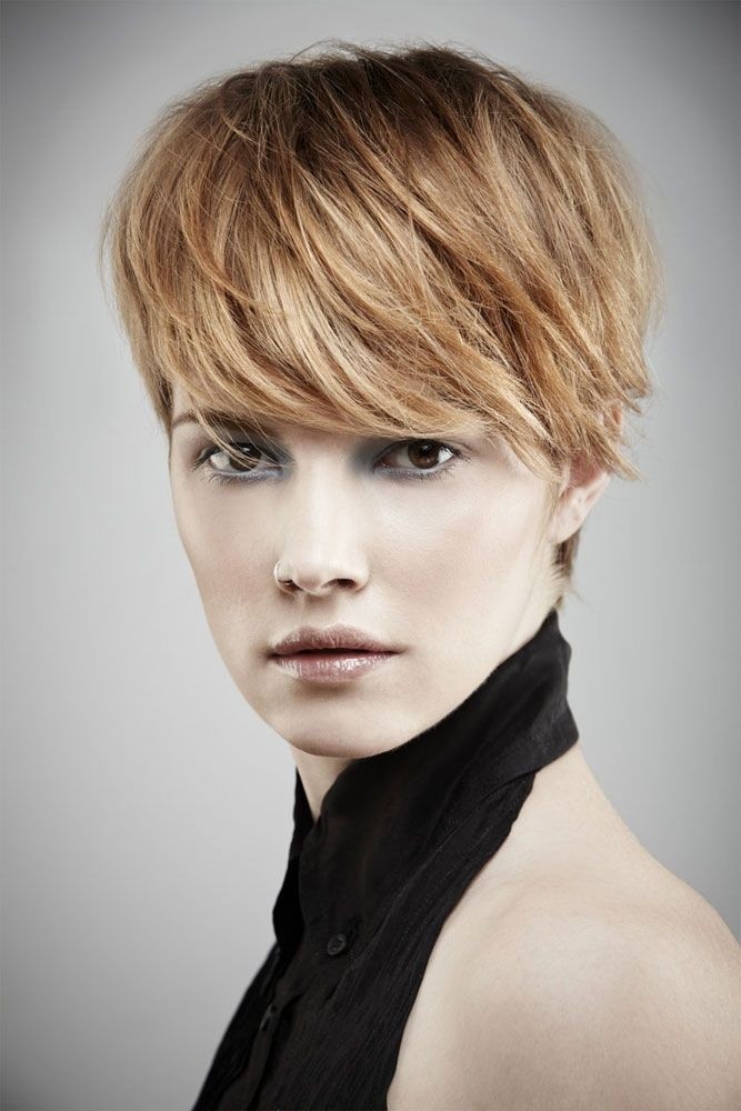Short Haircuts with Side Swept Bangs for Long Face
