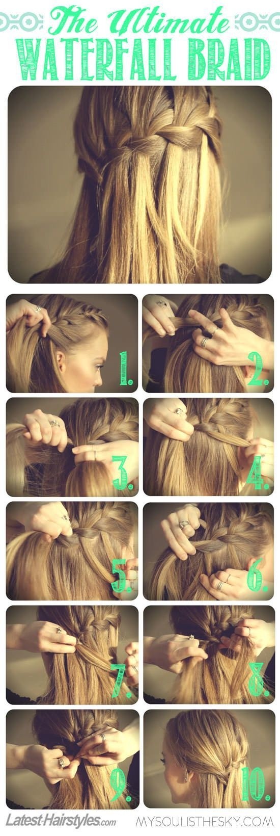 waterfall braid steps easy