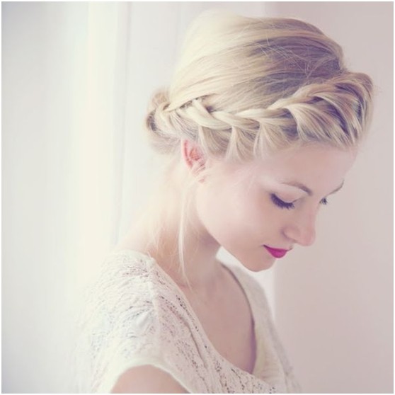 Chic Braids Updo Hairstyle for Heart Face