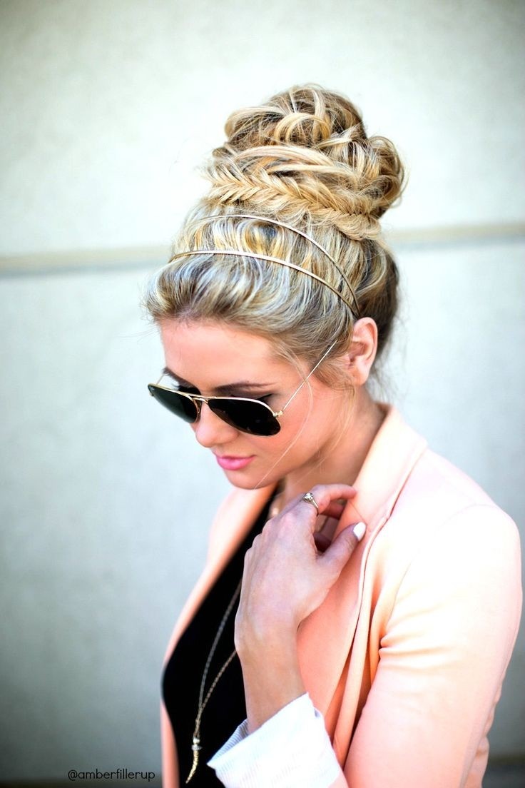 Messy Updo with Fishtail Braid: Holiday Hairstyles