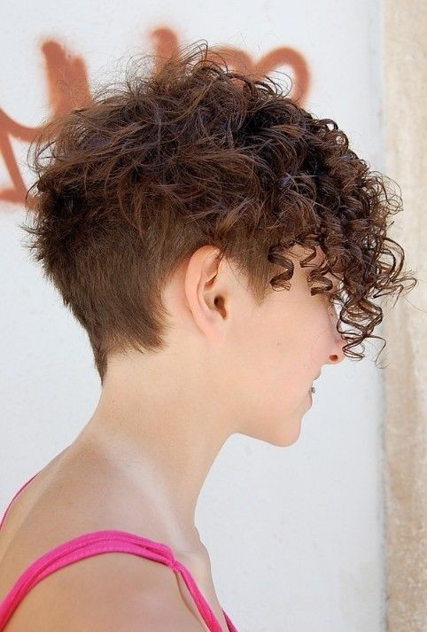 Side View of Chic Multi-Textured Short Curly Hairstyle