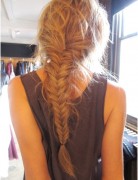 Messy Braided Hairstyles for Long Hair: French Fishtail Braid Bcak View