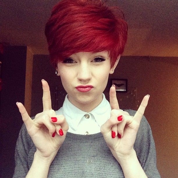 Red Short Pixie Haircut for Girls