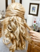 Half Up Half Down Hairstyles for Curly Hair: Great bridesmaid Hairstyle Idea