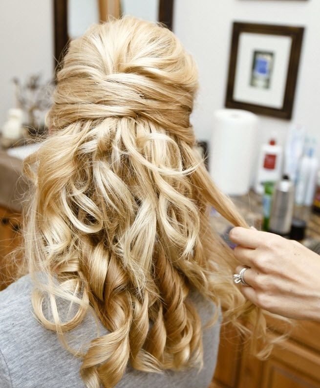 Bridesmaid with fishtail braid hairstyle