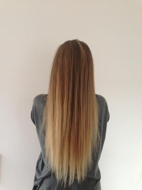 Ombre Hairstyles for Long Straight Hair: Caramel Blonde Hair with Light Faded Colors