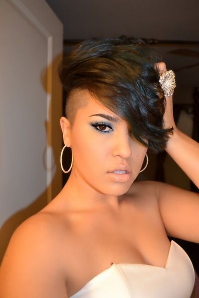 Short Shaved Hairstyle with Side Bangs