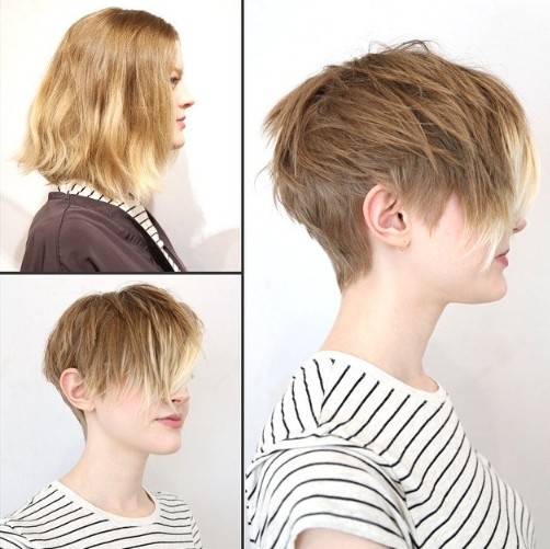 2015 Short Hairstyles with Side Bangs - Ombre Hair