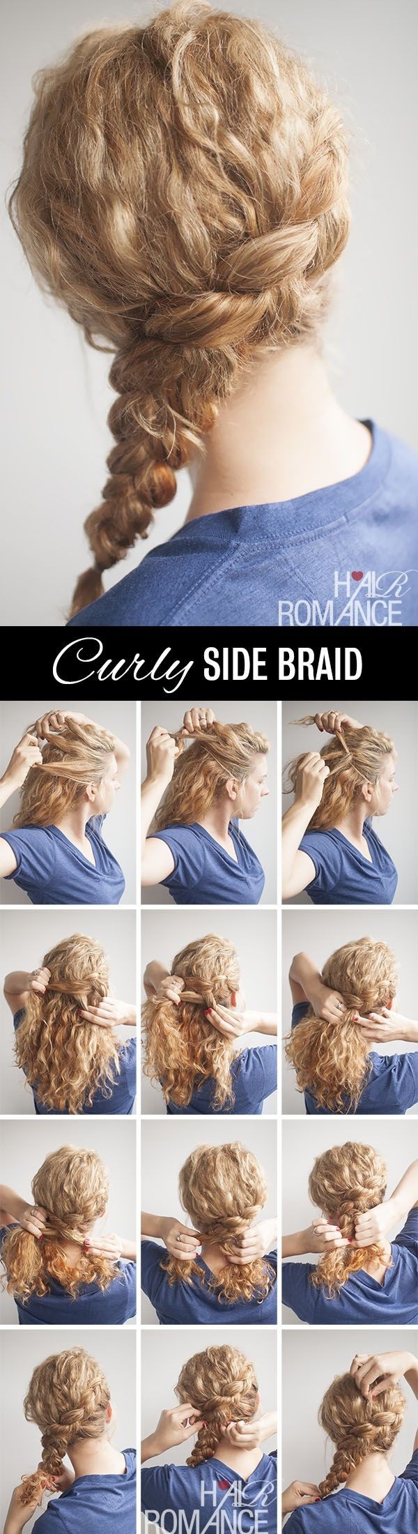 Curly Side Braid Hairstyle Tutorial for Long Hair