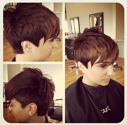 Cute, Easy Layered Pixie Hairstyle: One Side Shaved Haircut for Short Hair
