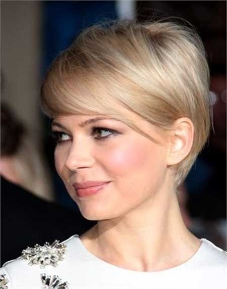 Short Haircut with Side Swept Bangs - Women Short Hairstyles for Thin Hair