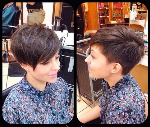 Short Pixie Haircuts with Side Long Bangs