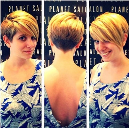 Asymmetric Blonde Pixie with Long Bangs - Layered Short Haircuts 2015