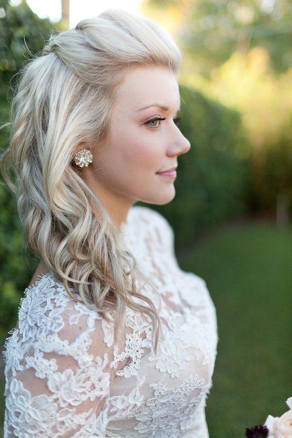 Half back with Volume and Curl - Medium Hairstyles for Wedding
