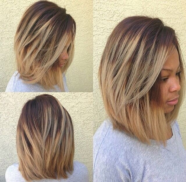 Ombre Long Bob Haircut for Black Women - Thick Hair Styles