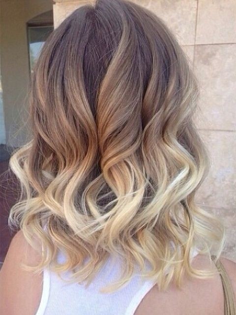 Ombre, Shoulder Length Curly Hairstyles for Women- Brown, Blonde Ombre