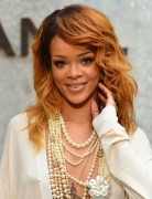 Rihanna Ombre Long Hairstyle: Curly Hair with Bangs
