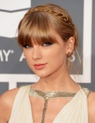 Taylor Swift Cute Braided Updo with Blunt Bangs