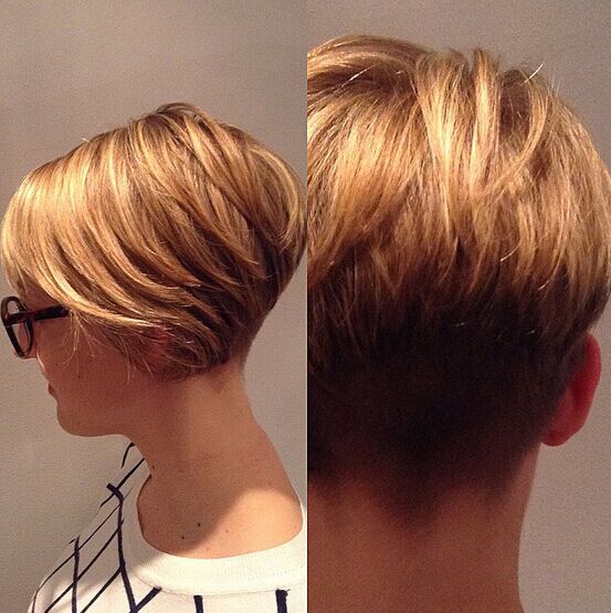 Blonde Short Hair Style Side, Back View
