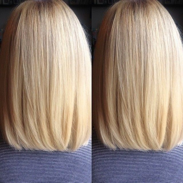 Back View of Straight Long Bob Haircut - Blunt Cut with Subtle Layering Added at the Edges