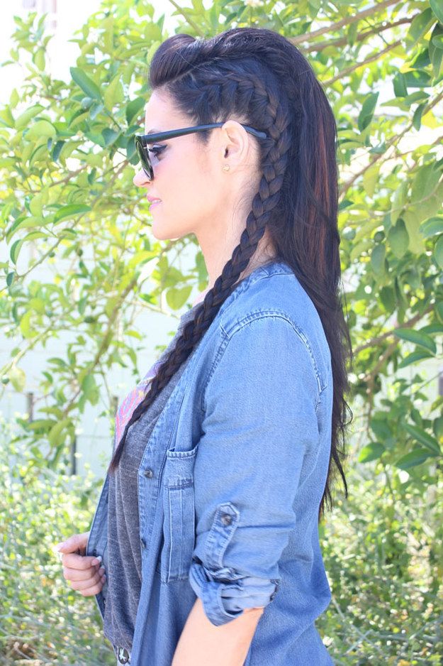 Create a faux-hawk flanked by killer French braids