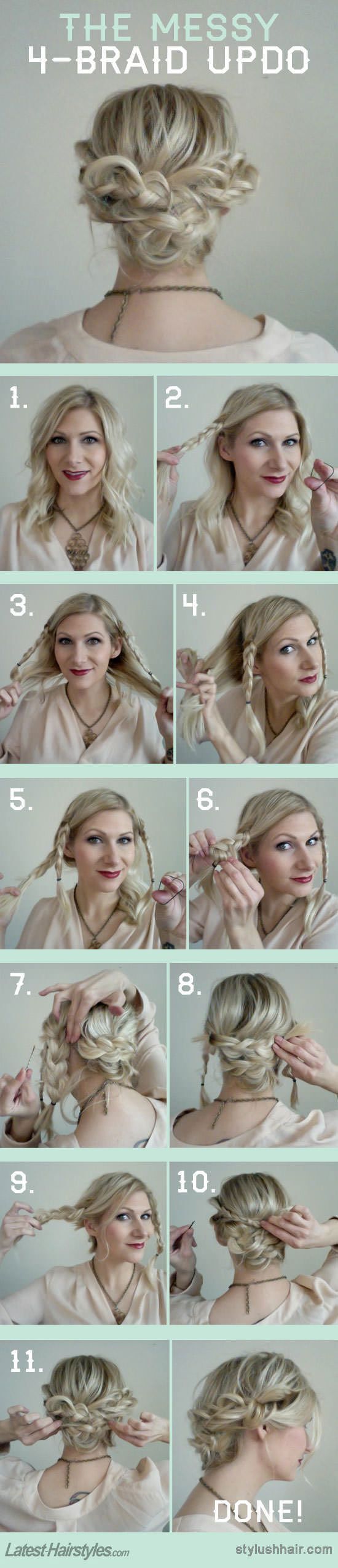 Cute and Easy Updo Hairstyle Tutorial - Messy Braid Updos