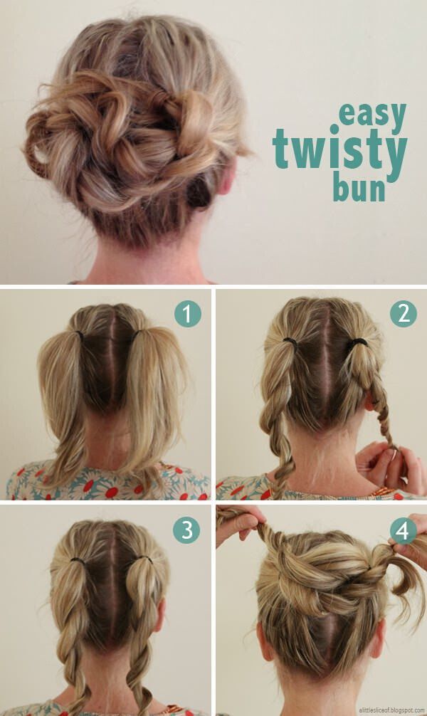 Easy Twisty Bun Tutorial - Braided Updo Hairstyles for Medium Hair