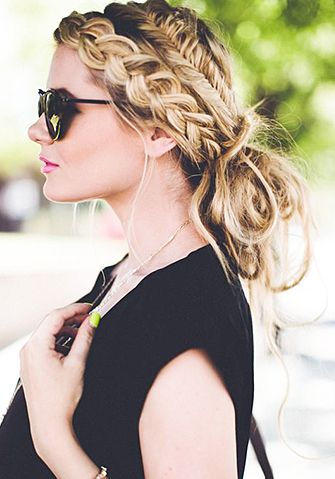 Messy, Chic Fishtail Braid Updo - Holiday Hairstyle Ideas