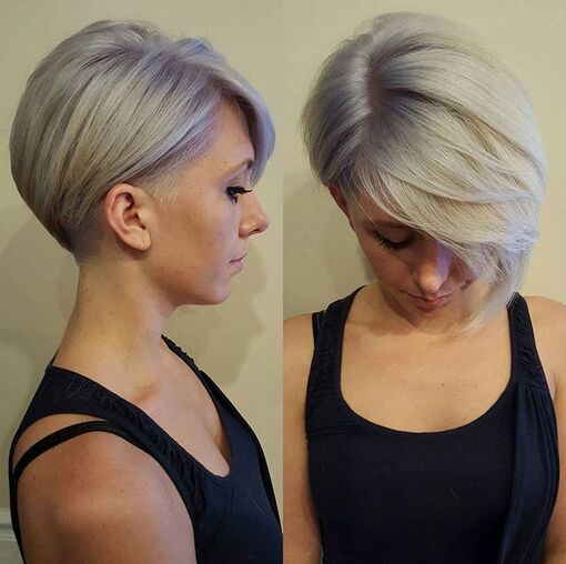 Asymmetrical Short Hairstyles with Long Bangs - Shaved Haircuts 2015 - 2016