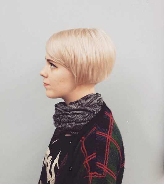 Blonde,Short Bob Haircuts with Side Swept Bangs