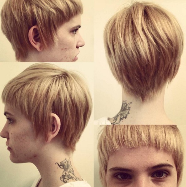 Pixie Haircut with Bangs - Blonde, Layered Hairstyle