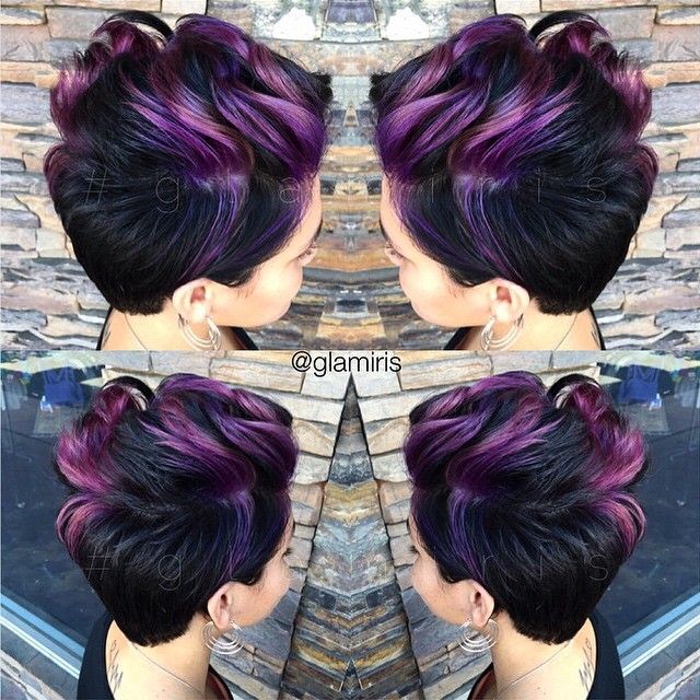 Purple, Black - Short Haircut