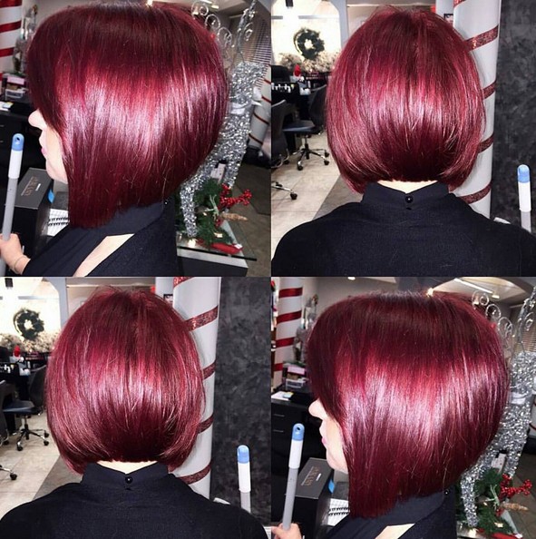 Red, Razored Round Bob Cut - Women Short Hairstyles