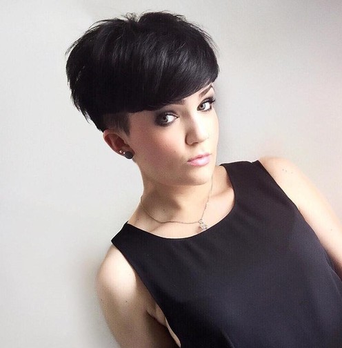 Straight Pixie Hairstyle with Black Hair