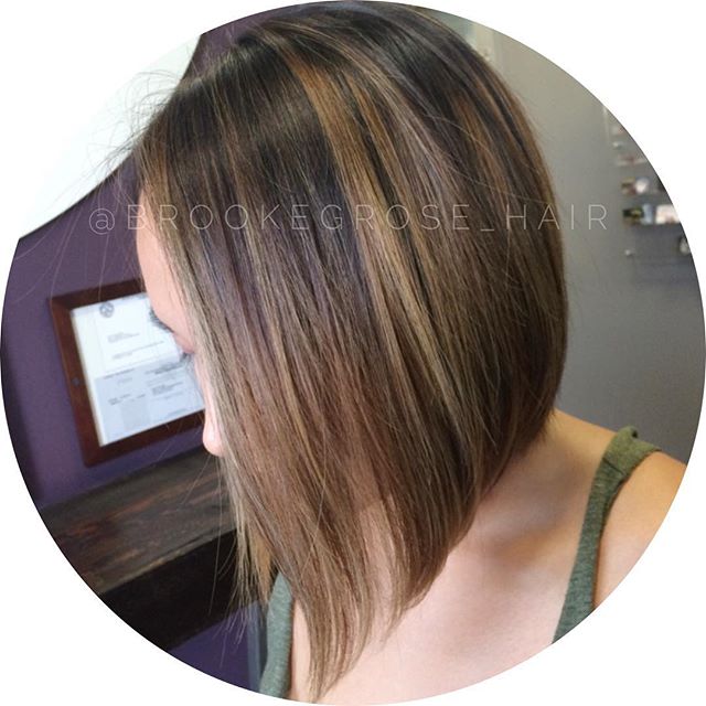 A-line Bob Hairstyle with highlights