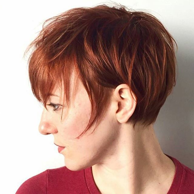 side view of short pixie haircut