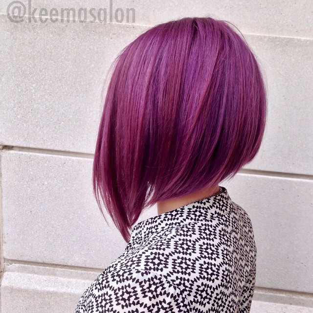 Purple Angled Bob Hairstyle for fall