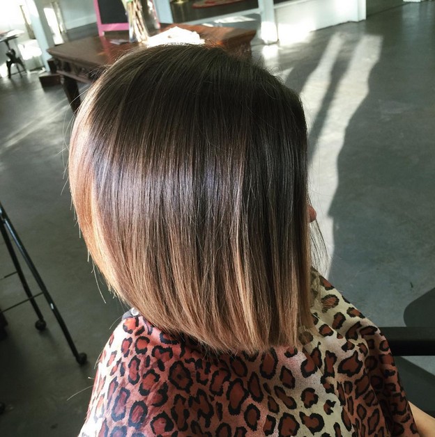 Subtle ombre angled bob hairstyle