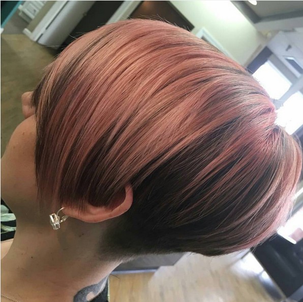 Pink color Balayage short haircut