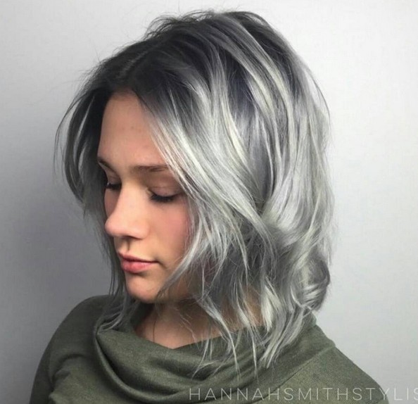 Grey Balayage Hair Styles - Messy, Curly Hair