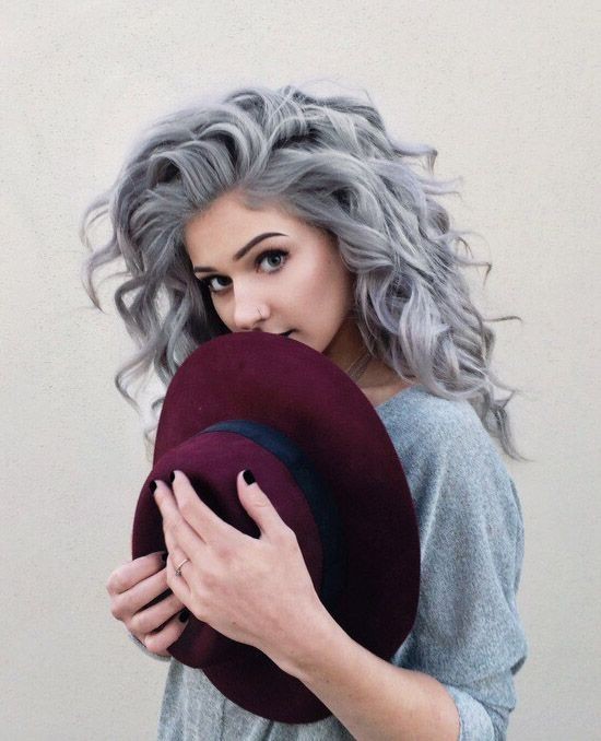 Grey Hair Styles - Messy, Curly Long Hair