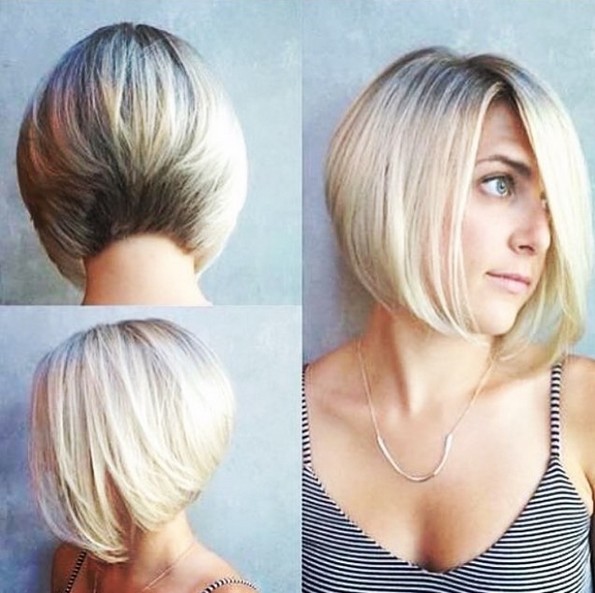 Stacked A-line Bob Haircut with Light Blonde Hair