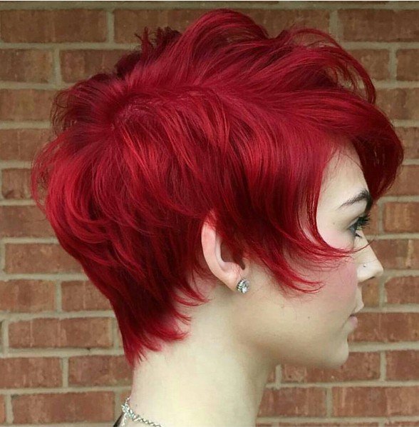 Stacked Short Hairstyle for Red Hair Color