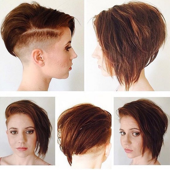 asymmetrical, Shaved Haircut - Straight Short Hairstyle