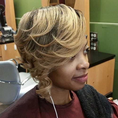Asymmetrical Short Haircut for Black Women Thick Hair
