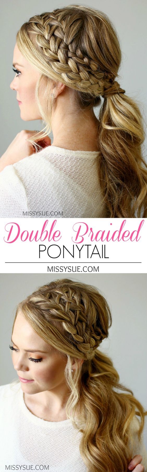 Double Braided Ponytail Hair Style - Pretty Holiday Hairstyles for Women