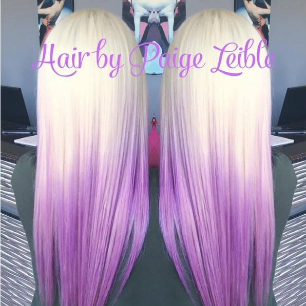 Light Blonde to Purple Ombre