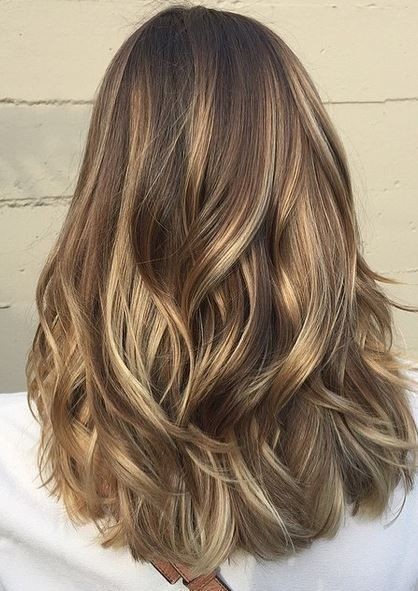 Medium Length Hair Color Idea - Light Brunette Balayage Highlights