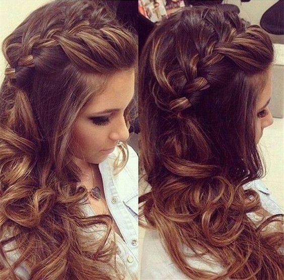 Romantic French side braid hairstyles for long hair - half-up half-down